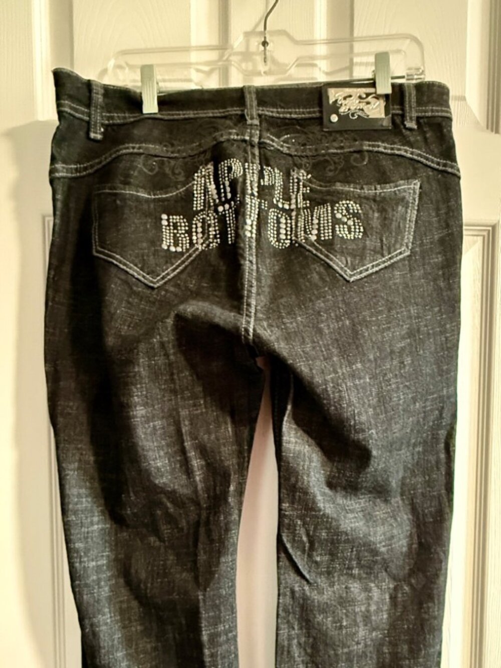 Vintage Apple Bottoms Y2K Black Rhinestone Bootcut Jeans - Size 14
